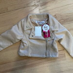 Tan Faux Leather Kids Moto Jacket